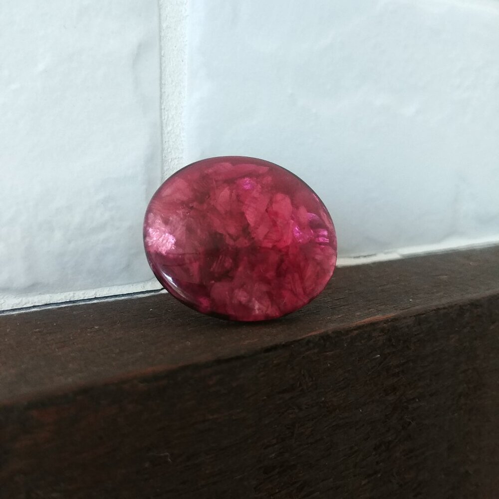 4/$20 Very large marbled pink statement ring silver band